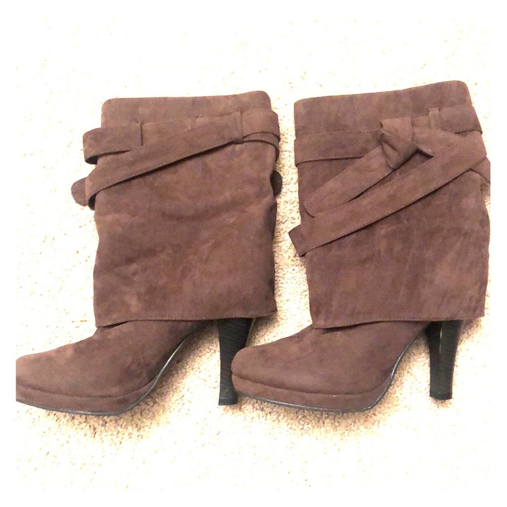 Brown Faux Suede Boots